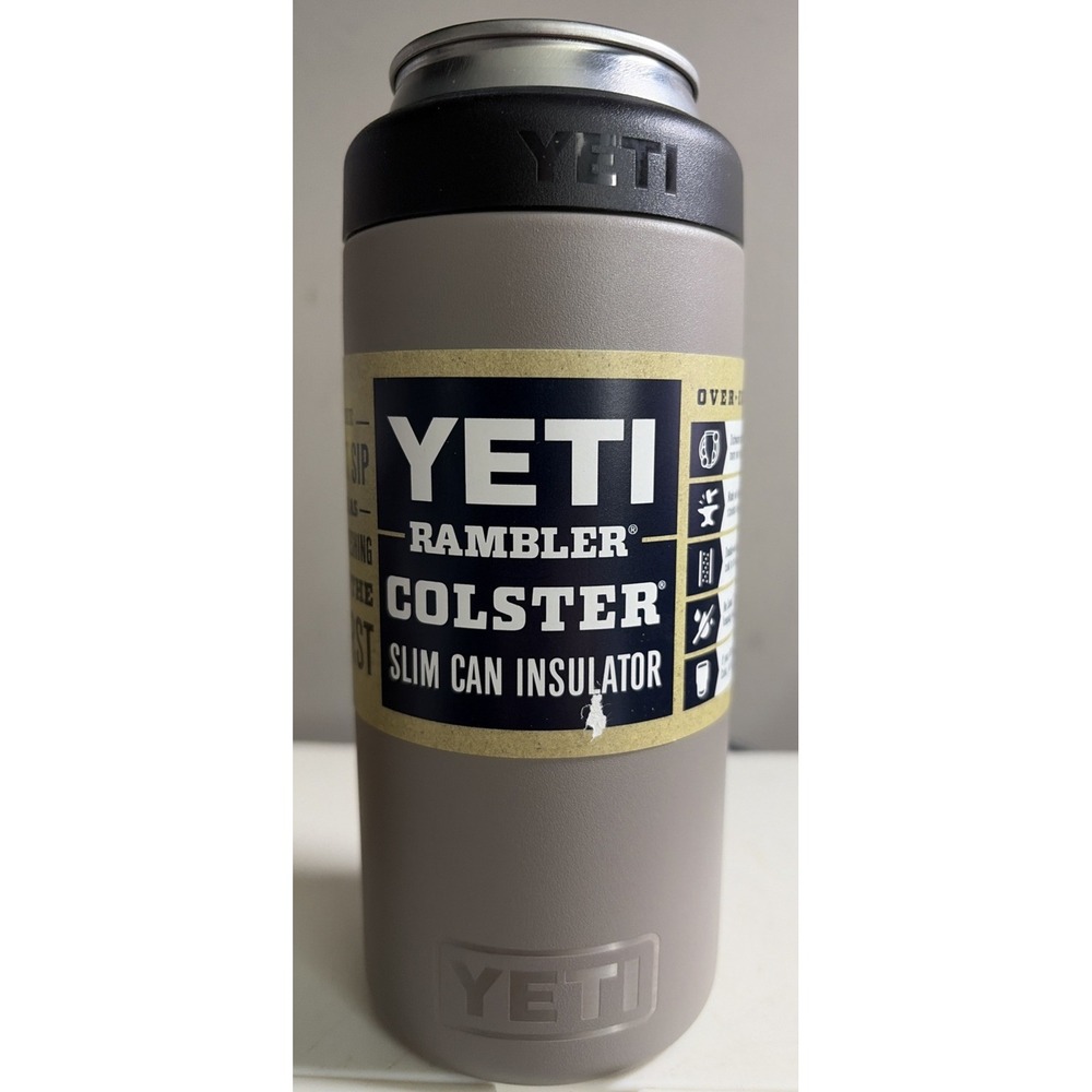 YETI Rambler 12 oz Colster Sharptail Taupe BPA Free Slim Can Insulator NEW